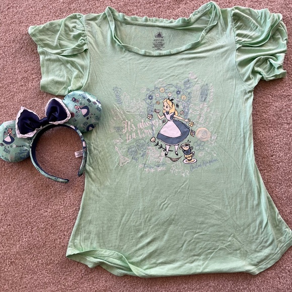 Walt Disney Tops - Disney’s Alice in Wonderland ladies top and ears